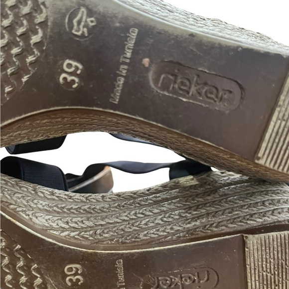 Rieker Pacific Blue Fanni Wedge Sandals with Edgy Cut-Out Design SZ 8.5 EU 39 - Picture 10 of 11